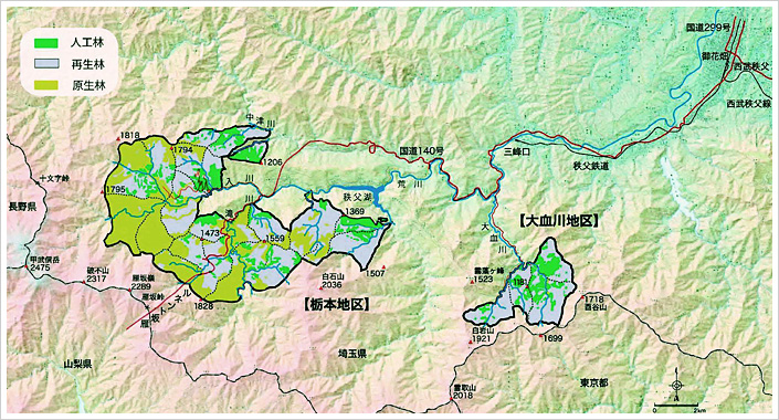 東京大学秩父演習林案内図